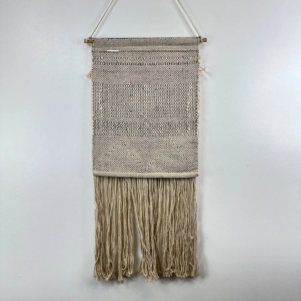 Woven Bohemian Geometric Wall Hanging‎ Beige 7.5